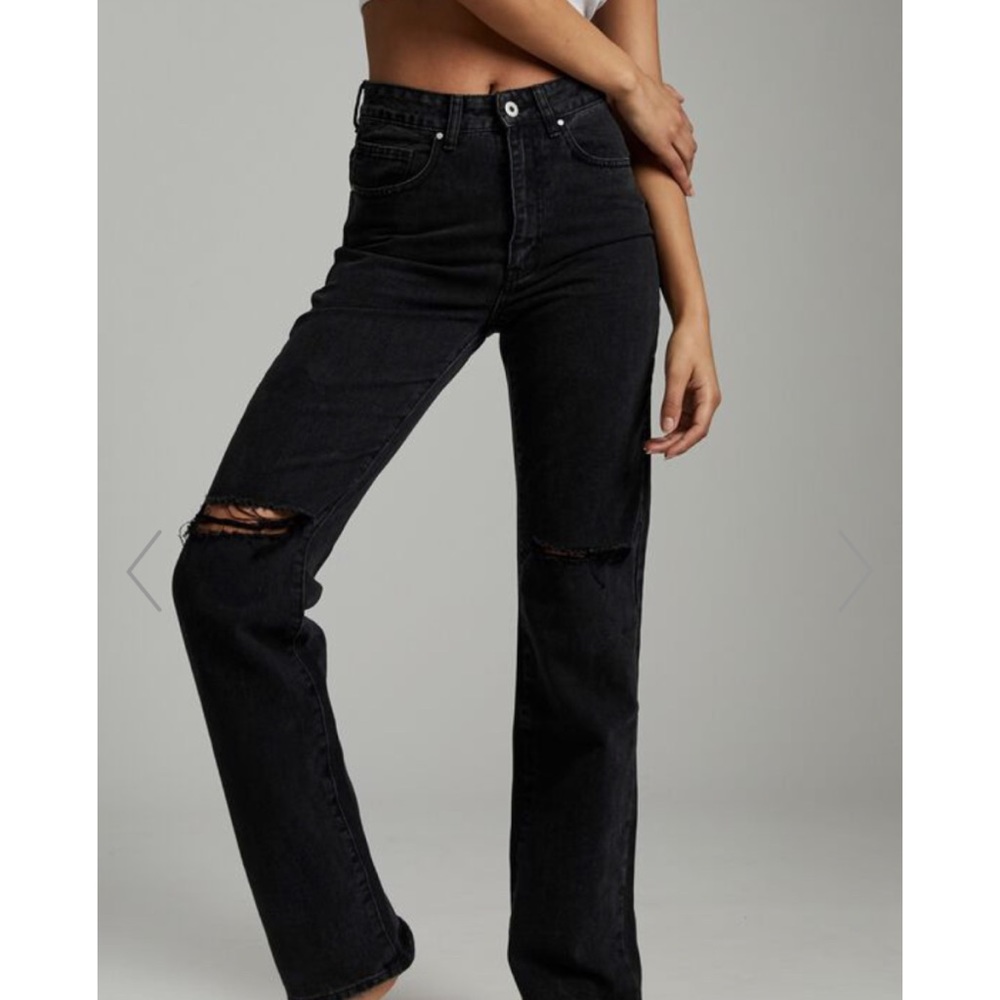 CottonOn Long Straight Leg Jeans in Black